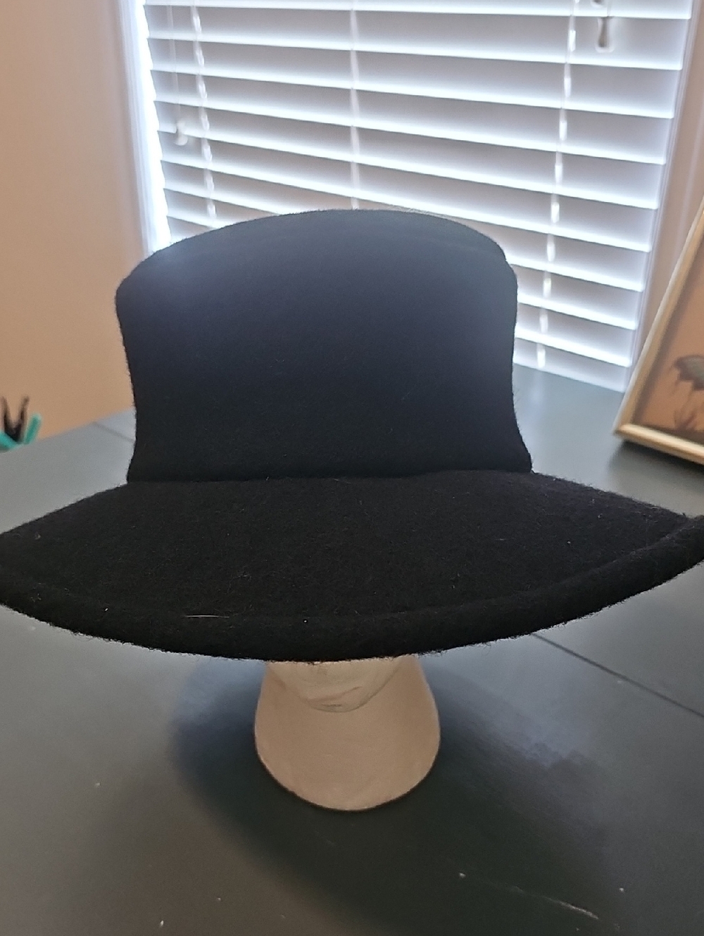 Teresa Findlay Wide Brim Cloche Hat Womens OS Black Wool Cashmere Vintage Canada